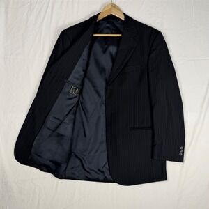 Jos A Bank Navy Striped Blazer Wool Cashmere Professional Formal